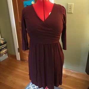 Dark purplely red faux wrap dress, sz m